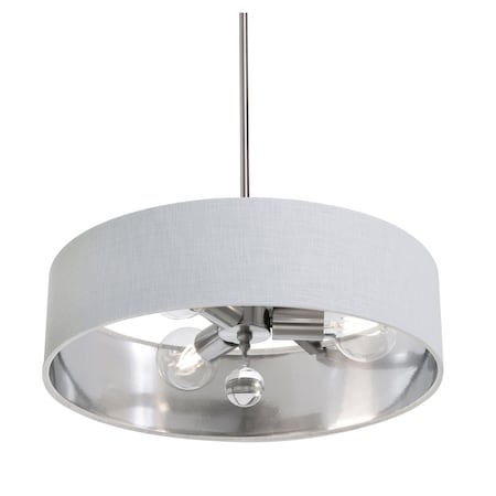 Afx Celine Pendant, 18'', Satin Nickel Finish, White/Silver Shade CLNP18MBSN-WHSL